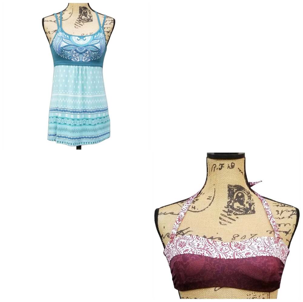 2 Piece XS Athleta Bundle Empire Cami Batik Bandeau Aqualuxe Bikini Top Swim Gym